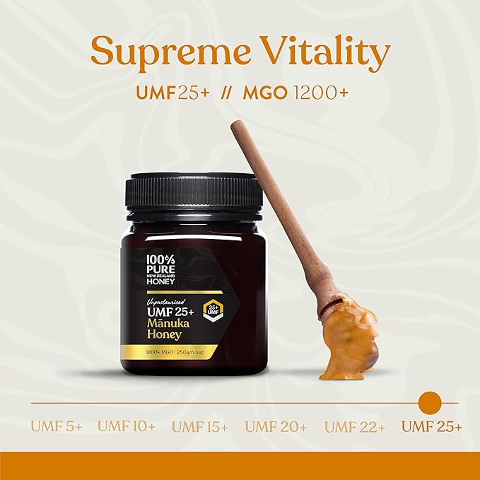 100% Pure New Zealand Manuka Honey UMF 22+ and 25+ Ultra High Grade Bundle 2 x 8.8 Oz