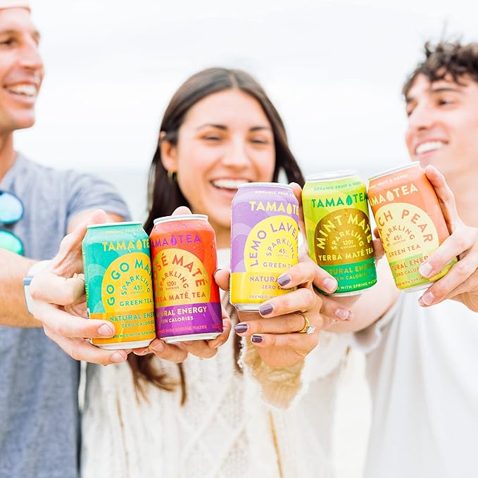 Unsweetened Sparkling Green Tea by Tama Tea - Organic Peach Pear Iced Green Tea Zero Calories &amp Zero Carbs | 45mg Caffeine No Artificial Ingredients 12 oz (12-Pack)