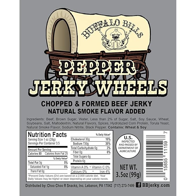 Buffalo Bills Pepper Beef Jerky Wheels (Circles) - Three 3.5oz Packs