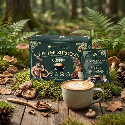 7 in 1 Mushrooms Gourmet Coffee | Non-GMO Gluten-Free Nut-Free Vegan (15-Sachets 0.64 oz Each)