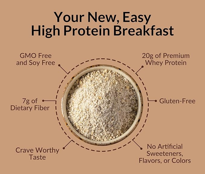 Naked Oats - Double Chocolate Overnight Oats 20g Grass-Fed Protein Gluten-Free Oatmeal Instant Breakfast or Shake High Protein Oatmeal High Fiber Breakfast Shake Non GMO No Soy - 12 Servings