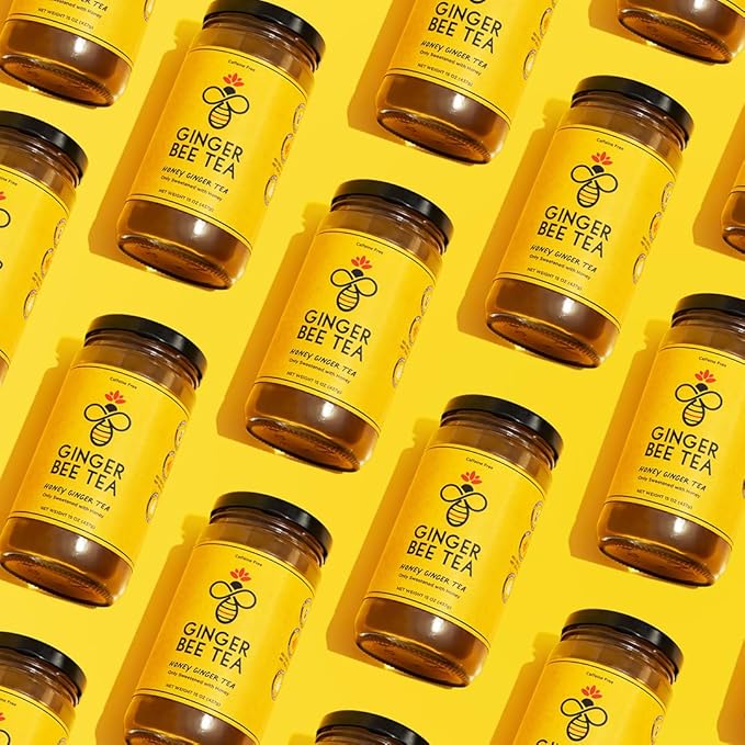 Ginger Bee Tea – 19 Servings of Soothing Honey Ginger Blend | No Refined Sugars Added | Supports the Bees - 15 oz Jar (2 Pack)