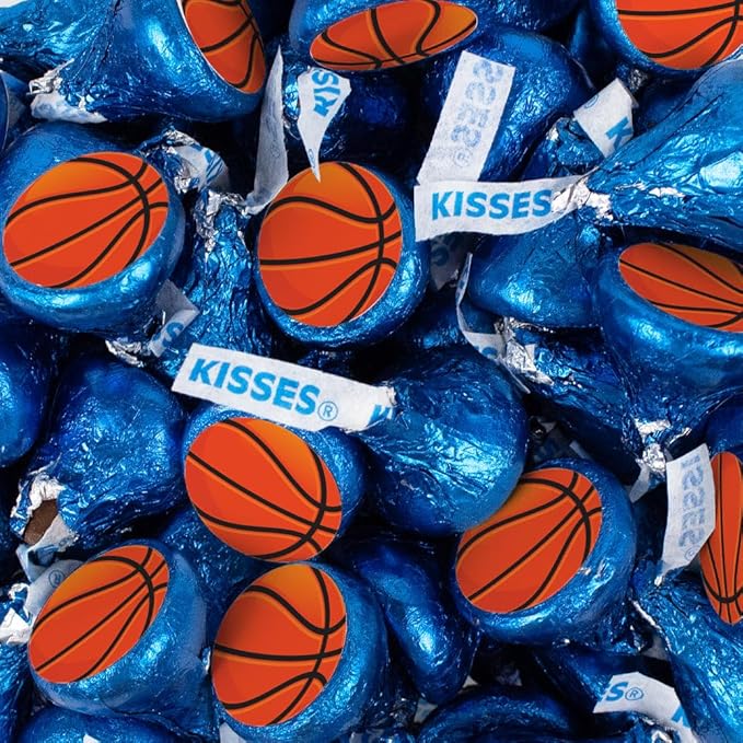 85 Pcs Basketball Candy Party Favors Milk Chocolate Kisses (13.6oz) - Dark Blue
