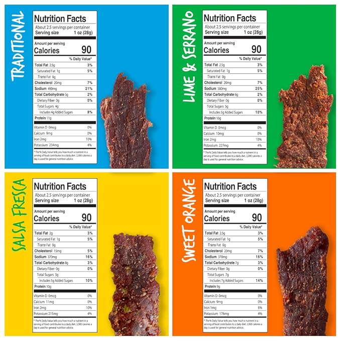 Baja Beef Jerky Snack Pack - Jerky Variety Pack Beef Jerky Gifts for Men Beef Jerky Sampler Craft Jerky Beef Jerky Assortment Gluten Free Jerky High Protein Jerky - 2.5 Oz Bags (Pack of 4)