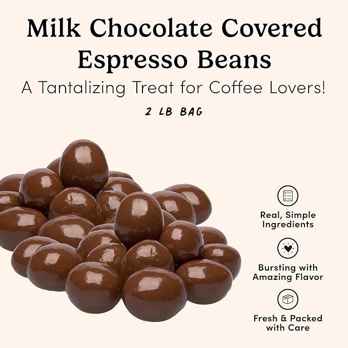 Nuts.com – Milk Chocolate Covered Espresso Beans – Sweet &amp Delicious Gourmet Snack for Adults Good Source of Antioxidants &amp Caffeine – For Office Holiday Parties &amp Home Snacking – Kosher
