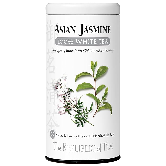 The Republic of Tea – Asian Jasmine 100% White Tea Bags Steeps 50 Low-Caffeinated Cups
