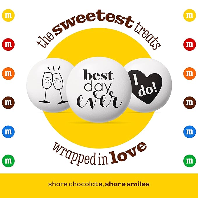 M&ampM's World Milk Chocolate Wedding Candy Favors 20 Pack of 0.75oz Perfect for Wedding Reception Bridal Favors Rehearsal Dinner and Table Decor