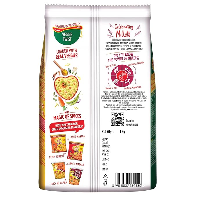 Saffola Masala Oats Veggie Twist 1 Kg
