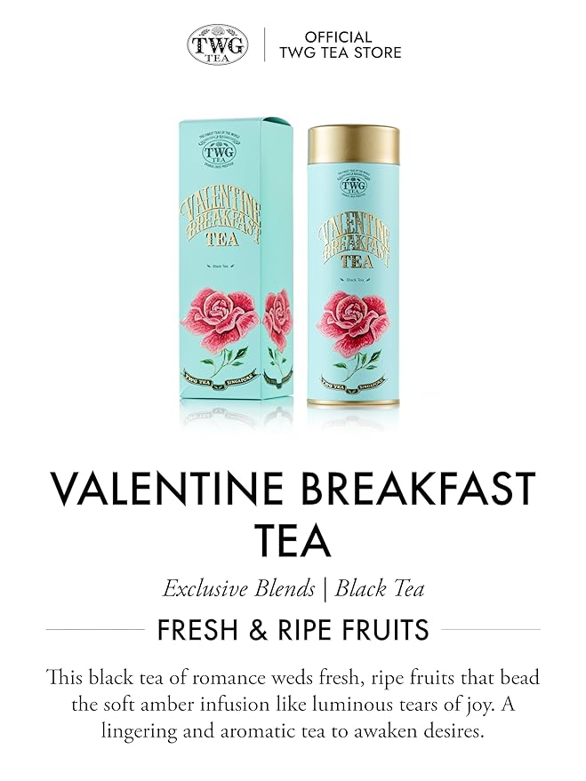 TWG Tea | Valentine Breakfast Tea | Black Tea | Sugar Pearls &amp Berries | Haute Couture Tin 100g | Gift Set