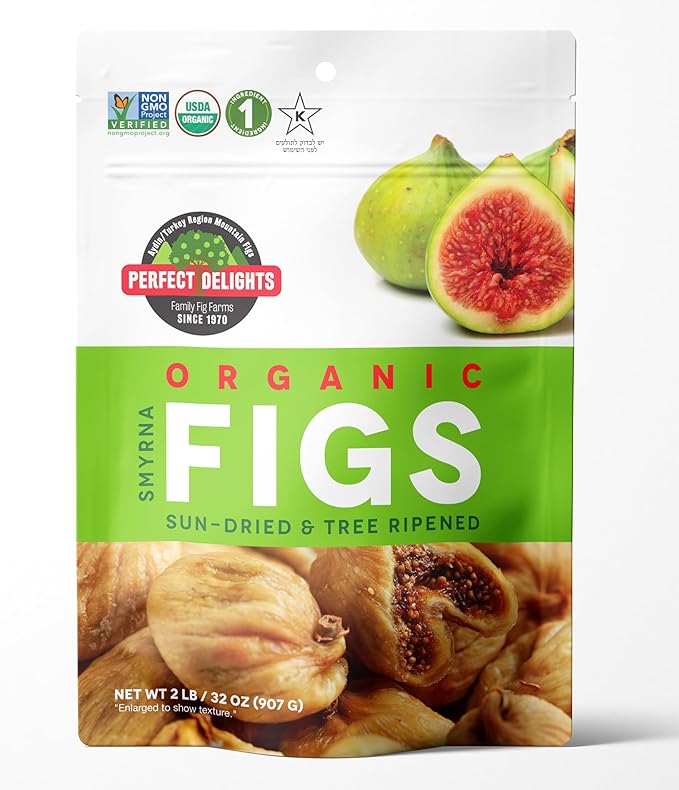 Perfect Delights Organic Turkish Figs Vegan Sun-Dried Pitted Figs Healthy Fruit Snack for Kids and Adults - Single Pack (32 oz)