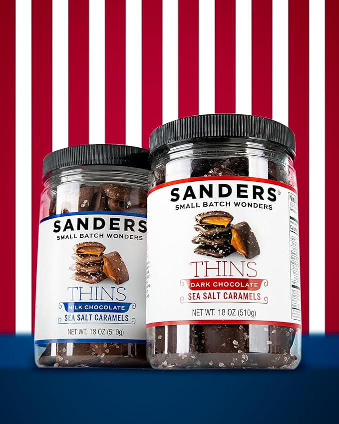 Sanders Milk Chocolate Sea Salt Caramel Thins Tub 18 oz. 2-Pack (2 x 18 oz. tub)