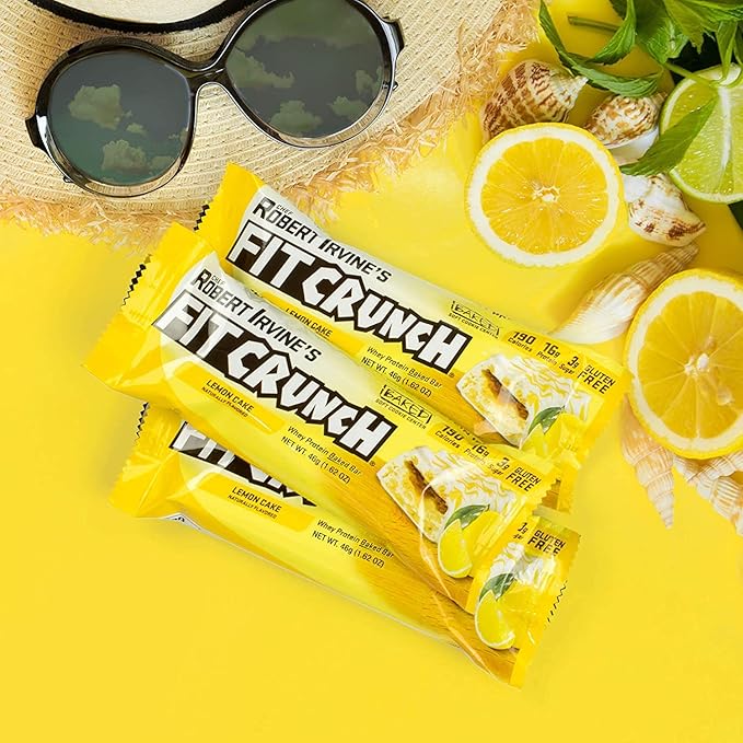 FITCRUNCH Snack Size Protein Bars 6-Layer Baked Bar 3g of Sugar &amp Soft Cake Core (18 Bars Lemon Cake)