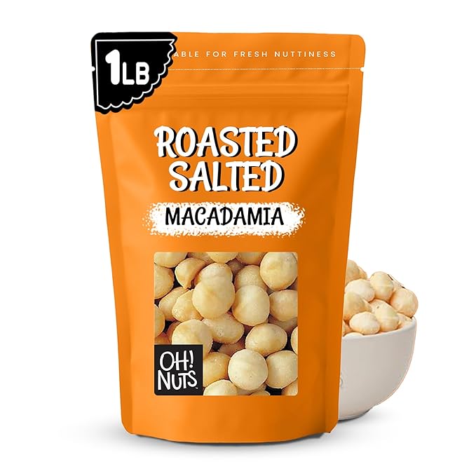 Oh! Nuts Roasted Salted Macadamia - 1 lb - Macadamia Nuts Salted - Premium Roasted Macadamia