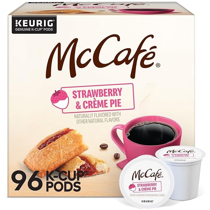 McCafé Strawberry &amp Crème Pie Light Roast Flavored Coffee Single Serve Keurig® K-Cup Pods Limited Edition 96 Count