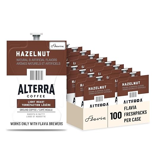 FLAVIA Alterra Hazelnut Coffee Freshpacks works only with Flavia Brewers Light Roast (Case of 100)