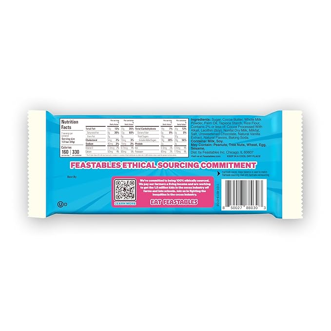 MrBeast Feastables Cookies &amp Creme Chocolate Bar King Size 10 Count White Chocolate with Cookie Pieces Fairtrade Cocoa 2.1oz Each