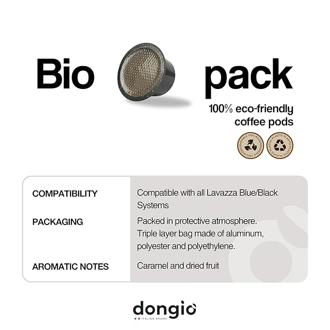 Dongiò Caffè Espresso Milano - 40 Capsules compatible with Lavazza Blue/Black systems Med-Light Roast Coffee (Intensity 6/10) - Roasted and Blended in Italy