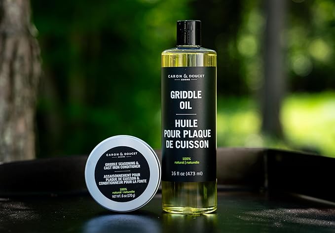 CARON &amp DOUCET - 100% Plant-Based Griddle Oil &amp Seasoning Set: Best For Maintaining Protecting &amp Conditioning Griddle!