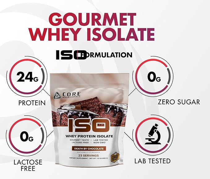 Core Nutritionals ISO Whey Protein Isolate | High-Purity Protein from Whey Isolate | Lean Muscle &amp Recovery Support | 32 Servings (Frosted Vanilla Cupcake)