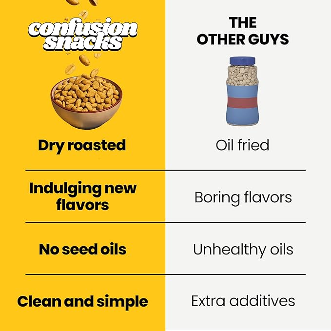 Confusion Snacks Original Salted Peanuts – Salty Flavored Snacks Seed Oil Free High Protein Snack Vegan Gluten-Free Keto Guilt-Free Salty Snacking 3-Pack