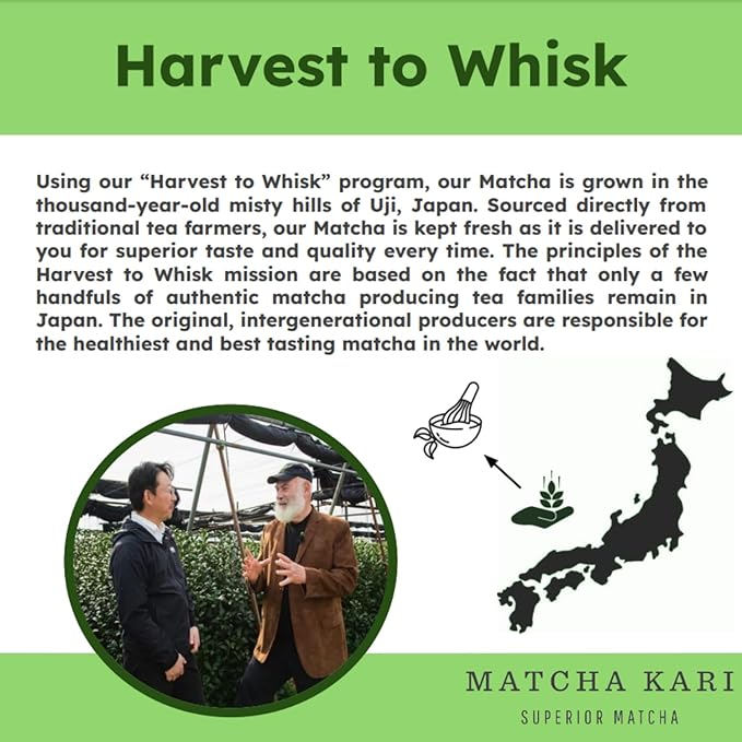 Matcha Kari Green Tea Powder Bags - Organic Superior Japanese Matcha Green Tea - Tencha Whole Leaf Bags - 20