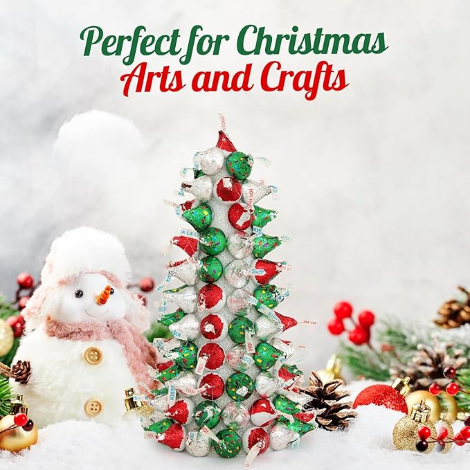 Kisses Christmas Mix 5LB – Santa Hat &amp Christmas Tree Chocolate Kisses Individually Wrapped Holiday Candy in Red Green &amp Silver Foil – Bulk Treats for Christmas Parties &amp Stocking Stuffe