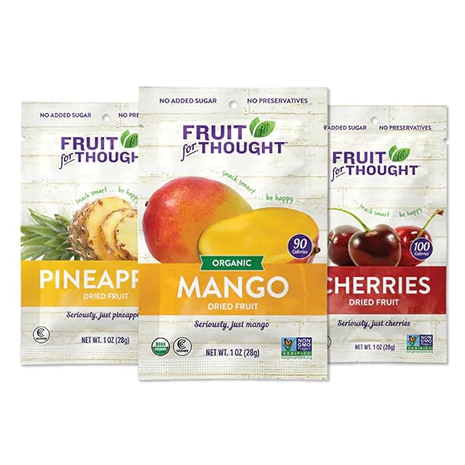Fruit For Thought Healthy Non-GMO Dried Fruit Snacks Variety Pack 1 Ounce (12 Pack)