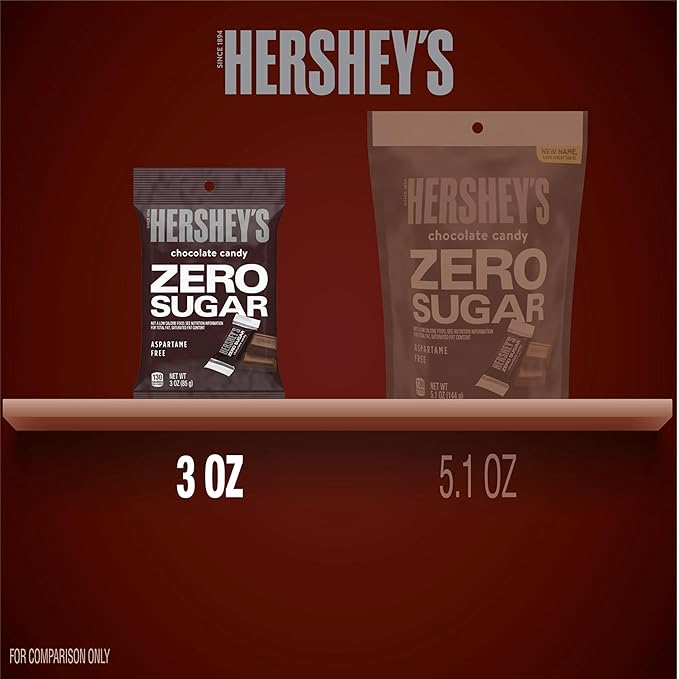 HERSHEY'S Zero Sugar Chocolate Candy Bags 3 oz (12 Count)