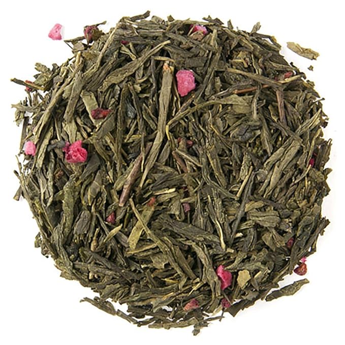 English Tea Store Bohemian Raspberry Green Tea - 16oz | Loose Leaf Sencha with Natural Raspberry Flavor | Refreshing Fruity Blend | Makes Great Iced Tea or Hot Brew