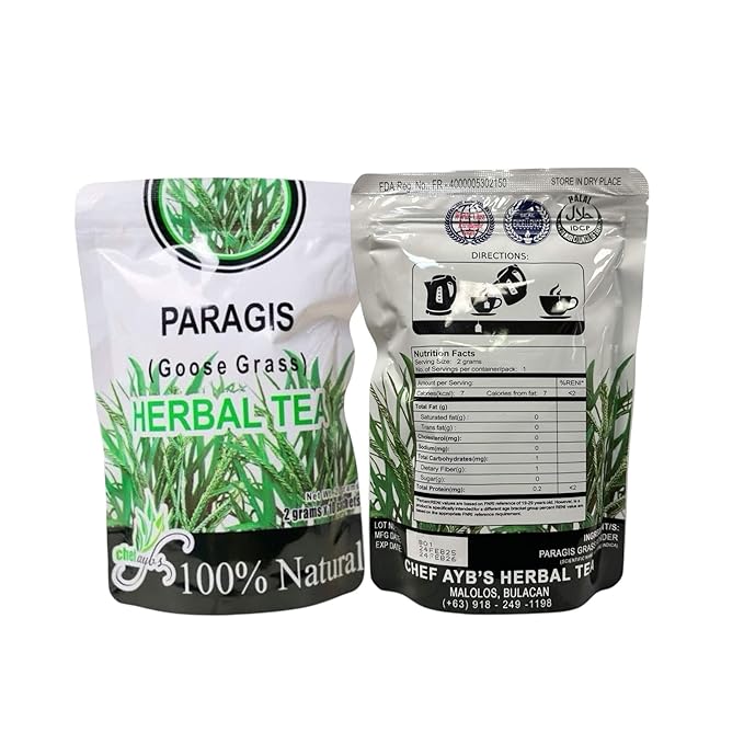 Chef Ayb's Paragis (Goose Grass) Herbal Tea - 100% Natural Caffeine-Free Herbal Drink - 2g Sachets 10 Count