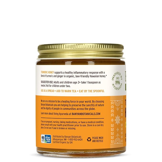 Banyan Botanicals Turmeric Honey – with Turmeric ­­and Ginger – Delicious Superfood Herbal Honey for Adults &amp Kids – 8.25 oz – Raw &amp Unfiltered Pollinator-Friendly Sustainably Sourced
