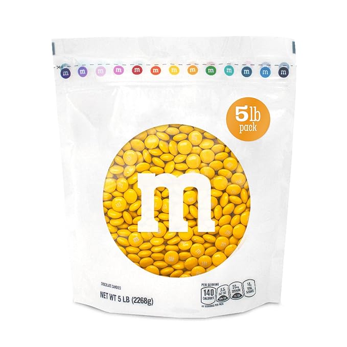 M&ampM’S WORLD M&ampM’S Yellow Milk Chocolate Candy - 5-Pound Chocolate Candy Bulk for Party Favors Birthdays Easter Graduations Themed Celebrations and More
