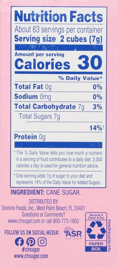 C&ampH Premium Pure Cane Sugar Cubes 1 lb Boxes (Pack of 3) - Perfect for Coffee Tea Portion Control - Includes Bonus Recipe Card