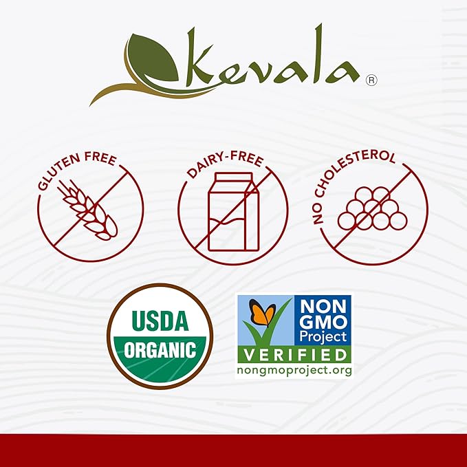 Kevala Organic Coconut Oil - Extra Virgin Oil with High Smoke Point for Baking and Cooking Natural and Fresh Coconut Scent for Body Massages Complements Recipes from Many Cultures Bulk Size 8 lb