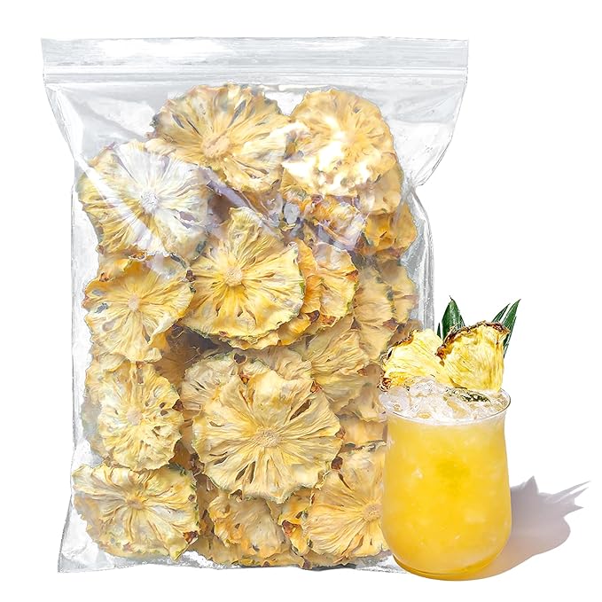 Dried Pineapple Slices 1lb /1pound 16oz Dehydrated Cocktail Garnish Decor &amp Edible Pine-apple Fllower No Sugar Added Dry Pineapples for Drink / Baking / Tea Dried Fruit Snack  Family  Bar  Busi