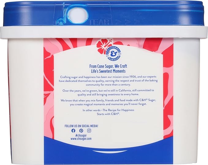C&ampH® Granulated Sugar 3.5 lb Easy-Baking Tub (Pack of 2) - Ideal for Family Baking Desserts and Everyday Sweetening - Includes Bonus Recipe Card