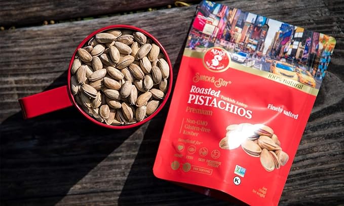 AZNUT Turkish Antep Roasted Salted Pistachios 100% Natural Premium Quality Class A Non GMO Project Great Snacks Resealable Bag