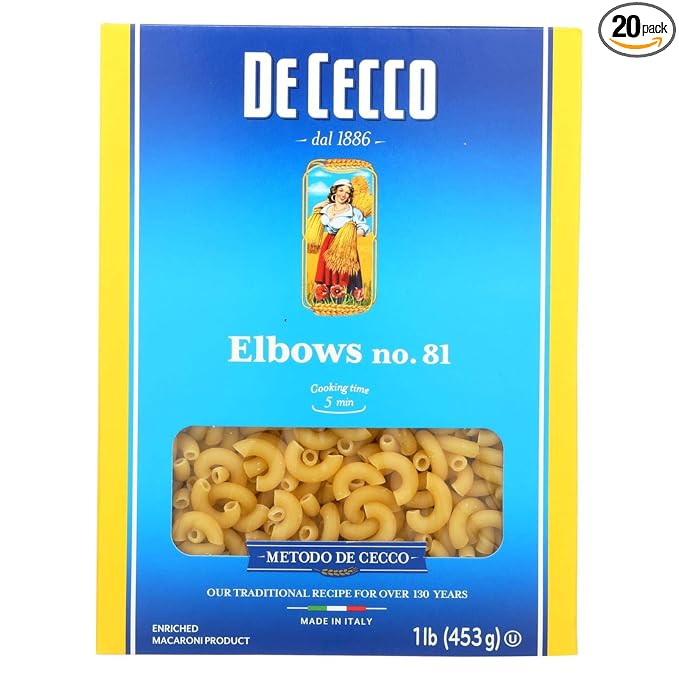 De Cecco Elbows Pasta 16 Ounce -- 20 per case.