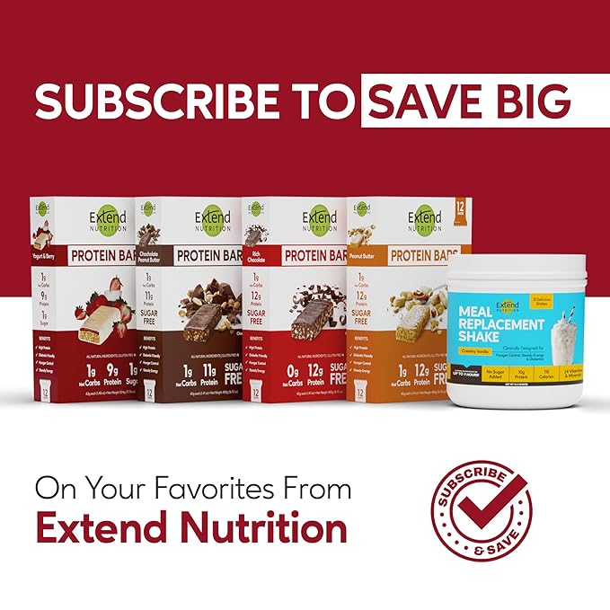 Extend Nutrition 1 Gram Sugar High Protein Bars Perfect Diabetic Snacks for Adults and Kids High Protein Bars for Hunger Control &amp Steady Energy Low Carb Keto Friendly Yogurt and Berry 24 Co