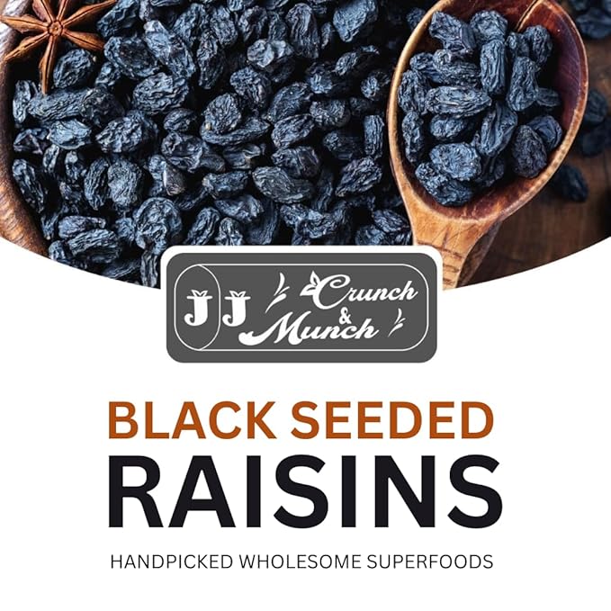 Natural Afghan Black Dried Fresh Raisins Seeded Premium Quality ready to eat Black seeded Raisin (Pack Of 3 (750 Gram))