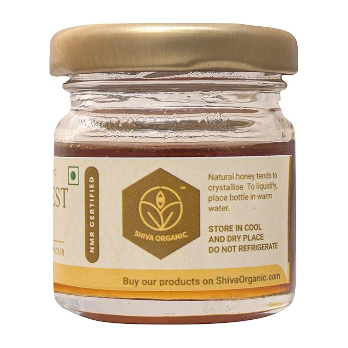 Shiva Organic's Van Tulsi Nectar Honey - NMR Tested Natural Honey No Added Sugar Flavorful - 1.76 Ounce (50g)