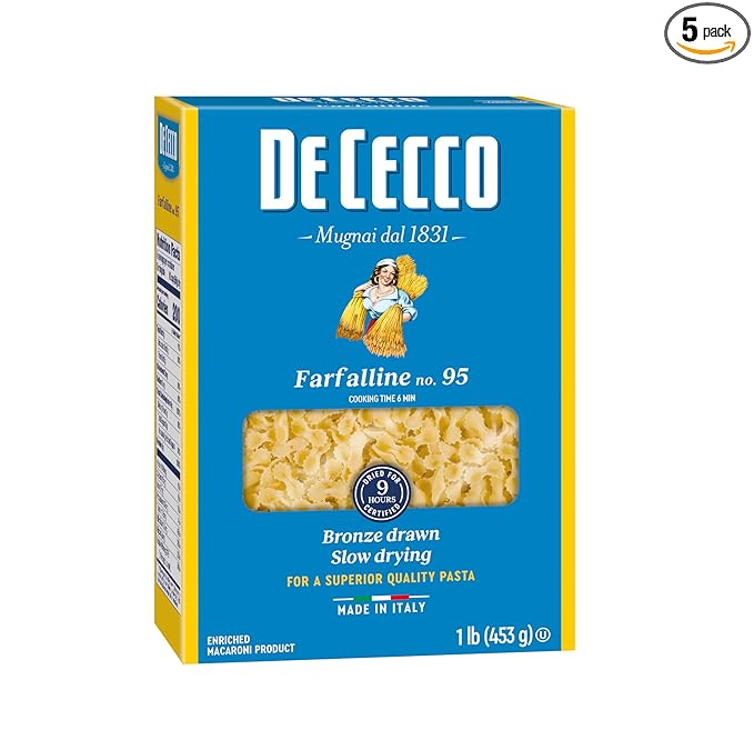 De Cecco Pasta No.95 Made in Italy High in Proteing &amp Iron Bronze die Farfalline 80 Oz Pack of 5