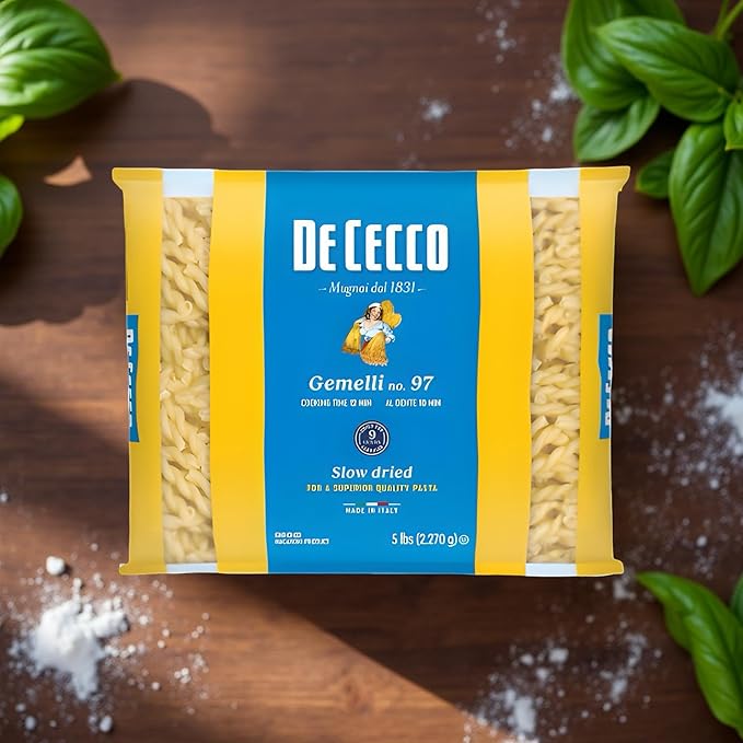 De Cecco Semolina Pasta Gemelli No.97 5 Pound (Pack of 4)
