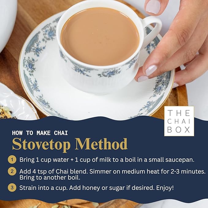The Chai Box Loose Leaf Rose Tea - Featured in Oprah's Favorite Things | Caffeinated Black Tea with Rose Petals &amp Cardamom (Pack of 1) 2.5 oz | Makes 25 Cups | Small Batch Loose Leaf Tea with Whol