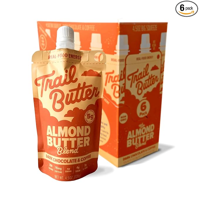 Trail Butter Big Squeeze Nut Butter Energy Pouches 4.5oz (6-Pack) – Real Food Endurance Fuel Protein Snack for Hiking Camping &amp Active Lifestyles – 20g of Protein per Pouch – Dark Chocolate &am