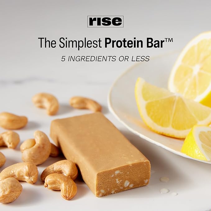 Rise Pea Protein Bar - Vegan Lemon Cashew | Breakfast Bar &amp Protein Snack 15g Protein Just 3 Whole Food Ingredients Non-GMO Gluten-Free Soy Free