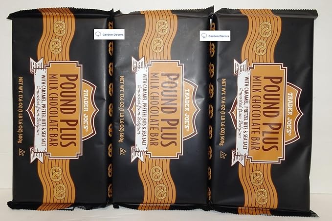 Trader Joe's2 Trader Joes Pound Plus Milk Chocolate Bar with Caramel Pretzel Bits &amp Sea Salt 17.6oz 500g Three Bags