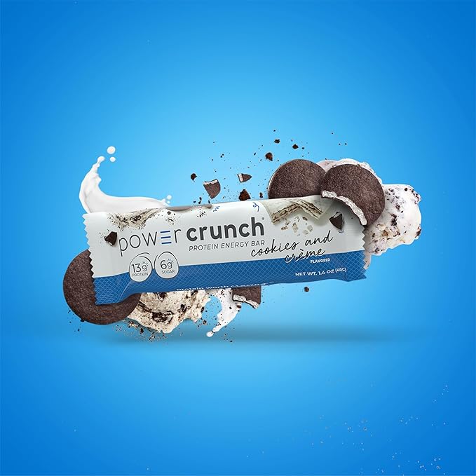 Power Crunch Protein Bars High Protein Snacks with Delicious Taste Cookies and Crème 1.4 Ounce (12 Count)