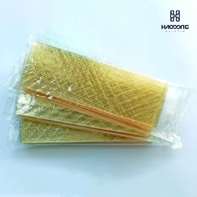 Haodong Beef Platinum Leaf Gelatin Sheets - 450-500 Sheets 1KG (2.2LBS) 240Bloom Gelatin Leaves for Mousse Mirror Glaze Cream Cake Dessert Jellies