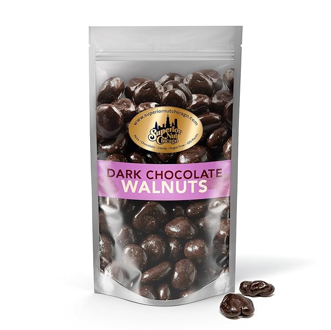 Superior Nut Chicago Dark Chocolate Covered Walnuts - Gourmet Crunchy Walnuts Rich Omega-3s &amp Antioxidants - Resealable 2 lb Bag